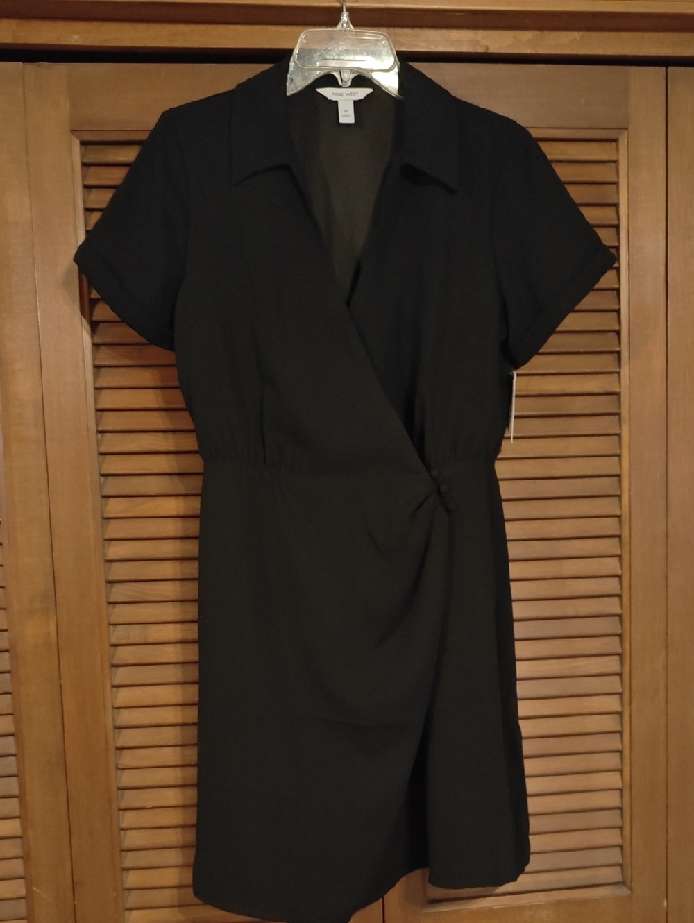 NWT Nine West Black Short-Sleeve Shirt Dress